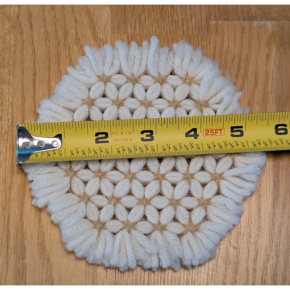 Vintage Yarn Star Coasters Hot Pad Country Cottagecore Daisy Loom 5